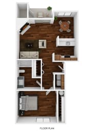  Floor Plan 1 Bedroom - 1 Bath (1st - 2nd - 3rd Floors)