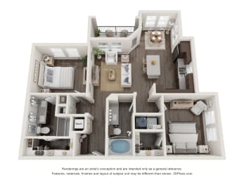 a 1 bedroom floorplan is shown in this illustration