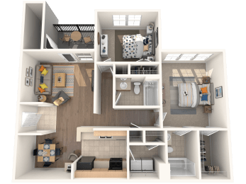 Apartments in Savannah, GA for Rent – Canvas at Savannah- 3D floorplan of our two bedroom apartment