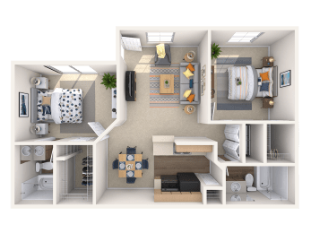 B2, 2 br, 2 ba, 897 sq. ft.