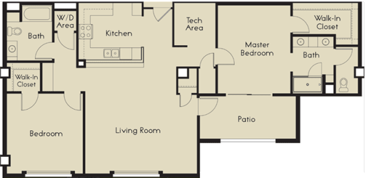 Floor Plan  2 bed  2 Bath 1296-1359 square feet floor plan G