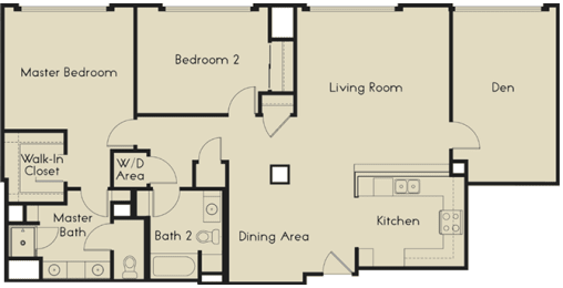 Floor Plan  2 bed  2 Bath 1453-1493 square feet floor plan L