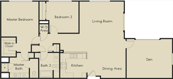Floor Plan  2 bed  2 Bath 1597-1602 square feet floor plan M