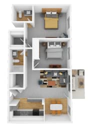  Floor Plan 2 Bed 1.5 Bath