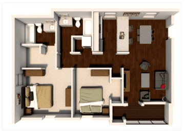 a layout of a room with a bedroom and a living room
