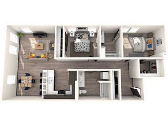 a floor plan of a 2 bedroom A apartment