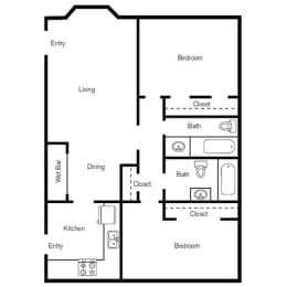  Floor Plan 2 BED | 2 BATH