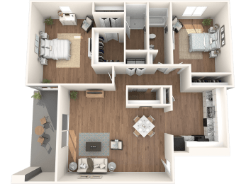 The Element at River Pointe apartments in Jacksonville Florida photo of two bedroom two bathroom floorplan
