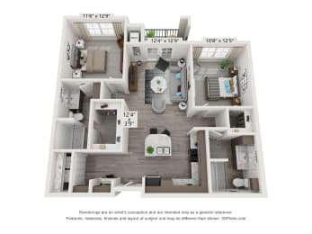  Floor Plan 2 Bedroom Style A