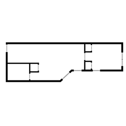 A floor plan of a house with multiple rooms and connecting hallways.