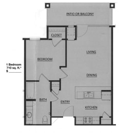 1 Bed - 1 Bath |710 sq ft 1x1 floorplan