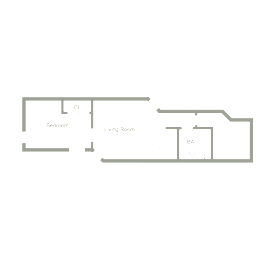 A floor plan of a living space with a bedroom and a living room.