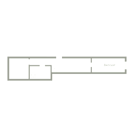 A floor plan of a house with a bedroom and a bathroom.