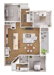 3 Bedroom/2 Bath Zerzura Apartments Las Vegas Nevada