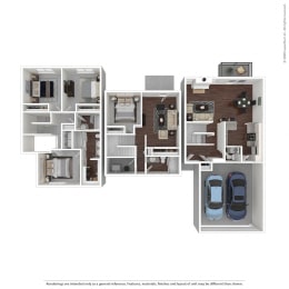 Summit Townhomes in Burnsville, MN photo of a stylized floor plan of a 4 bedroom floor plan