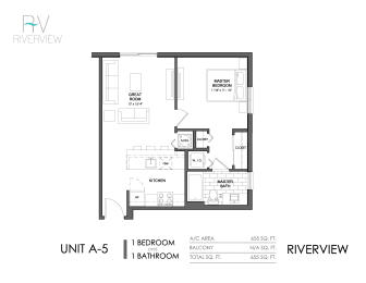 1 Bed - 1 Bath |655 sq ft floorplan