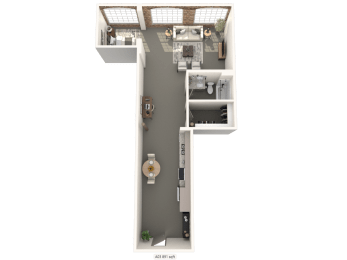 a floor plan of a one bedroom apartment