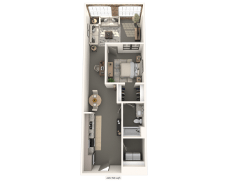 a floor plan of a one bedroom apartment at converse mill lofts in Spartanburg, SC