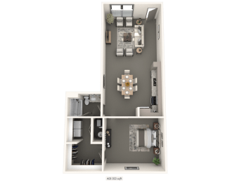a one bedroom floor plan at converse mill lofts in Spartanburg, SC