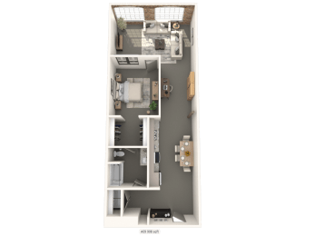 a one bedroom floor plan at converse mill lofts in Spartanburg, SC