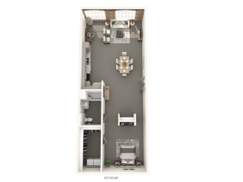 a one bedroom floor plan at converse mill lofts in Spartanburg, SC