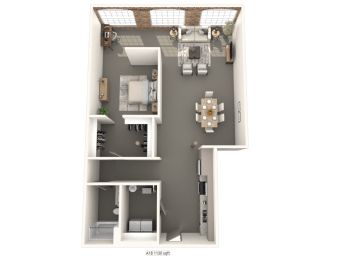 a floor plan of a one bedroom apartment at converse mill lofts in Spartanburg, SC