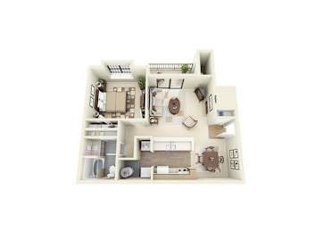 Pet-Friendly Apartments in Lawrenceville– Park on Sweetwater – Floorplan of our one bedroom A2 apartment