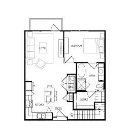 A black and white floor plan of a house with labeled rooms.