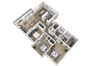 Floorplan, Admiralty 1, 3br, 2ba, 1176 sq. ft.