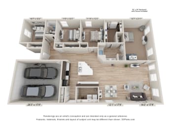  Floor Plan 4X2D