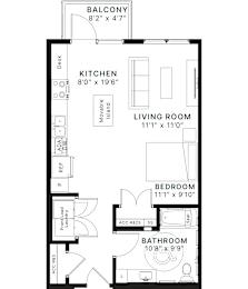 A black and white image of a floor plan for a home.