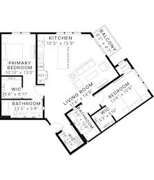 A black and white image of a floor plan for a house.