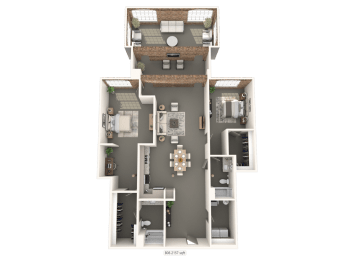 a 2 bedroom with sunroom apartment home at Converse Mill Lofts in Spartanburg, SC