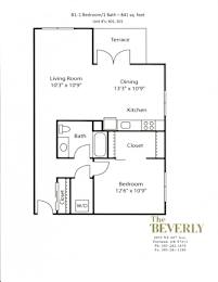  Floor Plan 1 bd 1 bath_841