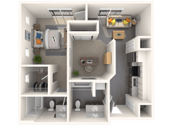  Floor Plan B1 - Large One Bedroom + Den