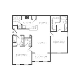 A black and white floor plan of a house with labeled rooms.