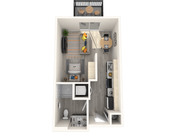 a floor plan of our studio apartments at university gardens