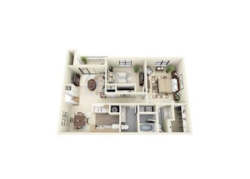Lawrenceville, GA Apartments – Park on Sweetwater – Floorplan of our B2 Two bedroom apartment