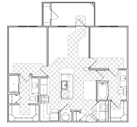 a floor plan of a house with bedrooms and a living room