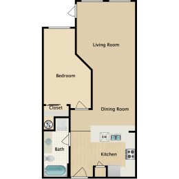 Plan B 2, 1 br, 1 ba, 720 sq. ft.