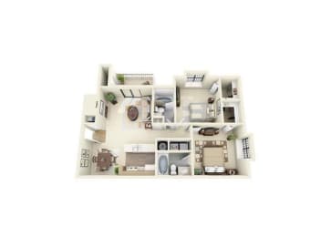 Pet-Friendly Apartments in Lawrenceville– Park on Sweetwater – Floorplan of our B3 two bedroom apartment
