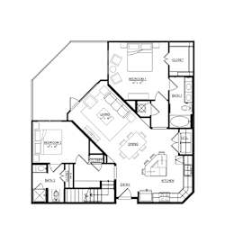 A black and white image of a house floor plan.