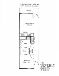  Floor Plan 1 bd 1 bath_740