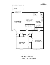 a floor plan for a 2 bedroom, 1 bath house