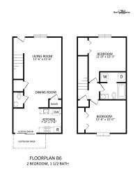 a floor plan of a 2 bedroom, 1 bath apartment