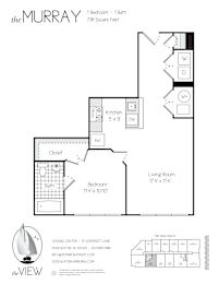 A floor plan for a Murray apartment with a living room, bedroom, kitchen, and closet.