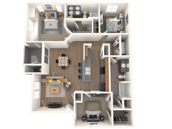 3 Bed - 2 Bath, 1289 square feet Bellus floor plan