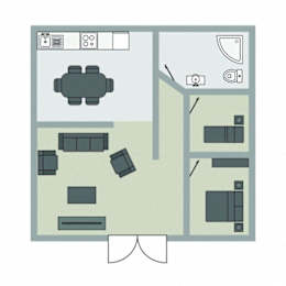 A diagram shows a layout of a room with furniture and appliances.