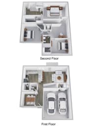 a floor plan of a house with a car and a garage