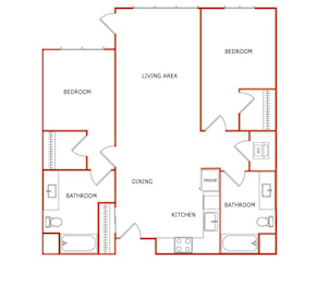A floor plan of a house with labeled rooms.